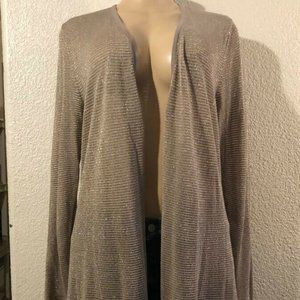Chico's Round neck Women Sz 2 (LARGE) Cardigan Long Sleeve Solid Dark Gray